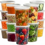 Deli Food Containers with Lids - (16 Sets) 8-32 Oz Quart Size & 8-16 Oz Pint Size Airtight Food Storage Takeout Meal Prep Containers, BPA-Free, Dishwasher, Microwave Safe
