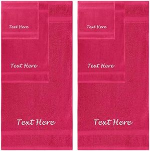 Personalized Passion Towels Set - 6 Pack Super Soft & Absorbent Turkish Cotton for Bathroom, Spa, Gym, Pool and Hotels Includes 2 Bath Towels, Hand Washcloths Hot Pink Towel