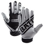 Battle Football Glove, Silver/Black, Youth Small