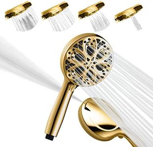 SparkPod Shower Head High Pressure and 10 Spray Settings - Luxury 5" Handheld High Power Shower Heads with High Pressure Jets - Showerhead and 10 Functions - Egyptian Gold (No Filter)