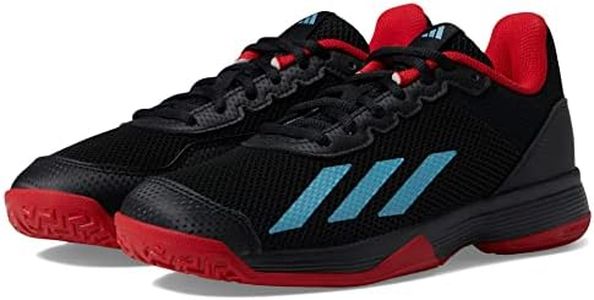adidas Unisex-Child Courtflash Tennis Shoe, Black/Preloved Blue/Better Scarlet, 1.5 US