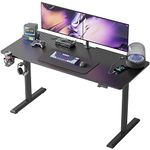 CubiCubi 55"x24" Standing Desk, Electric Stand up Height Adjustable Home Office Table, Sit Stand Desk with Splice Board, Black Frame & Black Carbon Fiber Top