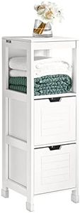 SoBuy Freestanding Cabinet, 2 Drawers and Shelf, Cupboard for Bathroom, Bedroom, Standing Shelves with Drawers, FRG127-W