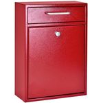 Mail Boss 7426 High Security Steel Locking Wall Mounted Mailbox Office Drop Comment Letter Deposit Box, Red