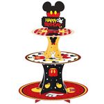 KOWLOON Mouse Cupcake Stand 3-Tier Mickey Cupcake Stand Cartoon Mouse Birthday Party Supplies Mickey Mouse Decorations for Girls Boys Kids Birthday Baby Shower, HC-DGJ-001