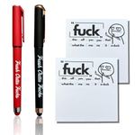 Fresh Outta Fucks Pad and Pen, Funny Pens Small Sticky Notes, Rude Pens and Sticky Notes Set, Novelty Notepads Office Supplies Desk Accessories, Christmas Gifts for Friends Colleagues Boss Black+Red