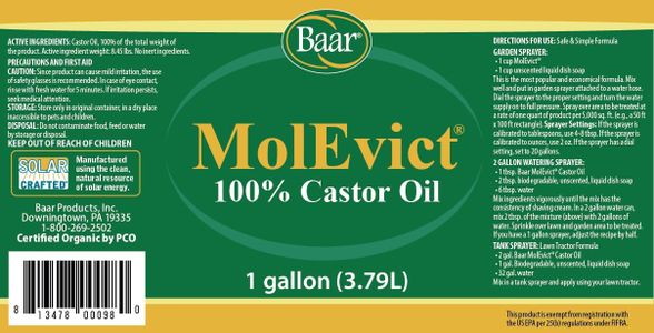 Baar MolEvict Mole Repellent Castor Oil, 1 Gallon