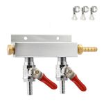 Roastove 2-Way Gas Manifold CO2 Distributor Manifold 5/16 inch Barb/Stem Splitter Beer Integrated Check Valves Homebrew Beer Making Brewing Tool-CO2 Gas Input at Right Side+3 Clamps