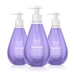 Method Liquid Hand Soap, Biodegradable Formula with Gel Soap Dispenser Made of 100% Recycled Plastic, French Lavender Scent, 354 ml Soap Pump Bottles, 3 Pack