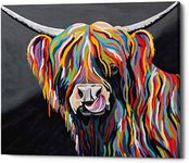 PPTRTYQ Paint By Numbers For Adults and Kids DIY Oil Painting Gift Kits Pre-Printed Canvas 16 * 20 inch Hand painted Digital Painting Art Home Decoration Abstract colorful highland cow -Frameless