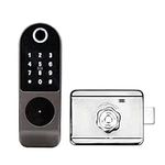 ZHOUT Smart Locks for Front Waterproof Out Smart Lock Garden Fingerprint Lock Remote Digital IC Card Unlock Electronic Rim Lock For Home Keyless Entry Lock