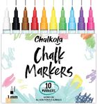 Chalkboard Chalk Markers (10 Pack, 1mm Extra Fine Tip) Neon color pens - For Blackboards, Chalkboard, Bistro, Window