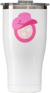 ORCA Chaser 27oz Insulated Stainless Steel Tumbler | Water Bottle with a Spill Proof Whale Tail Lid, Dishwasher Safe Thermos for Hot & Iced Drinks — White with Pink Cowgirl Hat Design