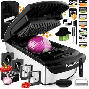 Fullstar Vegetable Chopper and Spiralizer - Food Chopper with Container, Fruit Slicer, Kitchen Gadgets & Accessories, Home Essentials (14 in 1, Stainless Steel)