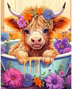 tigdtiu Cow Stamped Cross Stitch Kits for Adults Beginners, DIY Animals Cross Stitch Patterns Kits Printed Dimensions Needlepoint Kits,Crafts Embroidery Kits for Home Decor, X3835