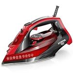 Utopia Home Steam Iron for Clothes - Non-Stick Soleplate - 1800W Clothes Iron - Adjustable Thermostat Control, Overheat Safety, Variable Steam Control, Auto-Off, Self-Clean, 8 Feet Cord Red/Black