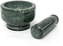 KLEO 4" Dia Deep Green Natural Stone Mortar and Pestle Set as Spice, Medicine Grinder Masher - Okhli and Musal