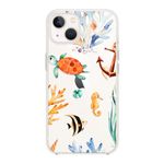 Blingy's for iPhone 13 Case (6.1 inch), Fun Turtle Style Cute Ocean Fish Pattern Animal Beach Design Transparent Soft TPU Protective Clear Case Compatible for iPhone 13 6.1" (Ocean Life)