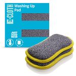 E-Cloth Washing Up Pad, Premium Microfibre Non-scratch Kitchen Dish Scrubber Sponge, Ideal for Dish, Sink and Countertop Cleaning, 100 Wash Promise, Yellow, 2 Pack