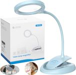 eSynic Magnifying Lamp Popular 5X 10x Magnifying Glass with Light Desk Magnifier Lamp USB Rechargeable Clip On & Stand LED Daylight Magnifying Glasses Hands Free with 15 LEDs for Craft Reading etc