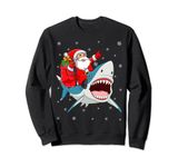 Shark Lover Funny Santa Riding Shark Christmas Sweatshirt