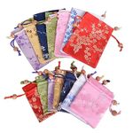 Baitaihem 14 Pcs Brocade Pounch Chinese Drawstring Jewelry Gift Bag Mixed Colors Random Pattern