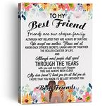 to My Best Friend Canvas Painting Framed Wall Art Decor for Home Office, Friendship Saying Canvas Poster Print Decorative Thoughtful Gift for Friends Besties