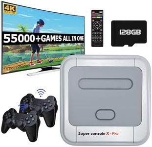 Kinhank Super Console X Pro,128G Retro Video Game Consoles with 55,000+ Games,Emulators Console Andriod TV 7.1& Game Systems for 4K TV HD/AV Output, 2 Wireless Controllers,Gift for Men