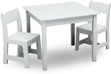 Delta Children MySize Kids Wood Table and Chair Set (2 Chairs Included) - Ideal for Arts & Crafts, Snack Time, & More - Greenguard Gold Certified, Bianca White, 3 Piece Set