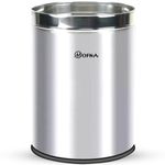 Mofna Stainless Steel Open Type Solid Dustbin Without Lid - Recycle Bin, Trash Can, Paper Bin - Modern and Durable Waste Management Solution (Silver, 12x24 Inch, 40 Liter)