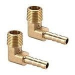 sourcing map Brass Barb Hose Fitting, 90 Degree Elbow 6mm Barbed to 1/4 PT Male Pipe Adapter Connector 2pcs