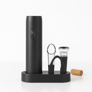 Stapex Battery Operated Electric Wine Opener, 5 in 1 Set with Automatic Wine Bottle Corkscrew Opener, Foil Cutter, Vacuum Stopper,Wine Pourer and Storage Stand, Drip-Free, Smooth Pouring Every time