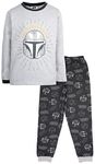 Star Wars - Kids Pyjamas - Grey & Black Long Sleeve Pyjamas With Mandalorian - 100% Cotton Sleepwear - Official Merchandise - 11/12 Years