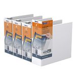 QuickFit View Binder, 3-Ring Binder, Angle D Ring, 4 Inch, White, Pack of 4