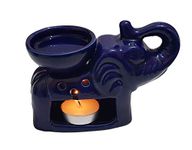 Pure Source India Ceramic Oil Burner with 1 Candle The Best Option to Use It in Your House If You Love Aroma, Blue, 5 x 2.5 x 4 Inch (PSIAELFTBLUE1TLT)