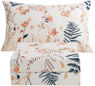 JSD 3 Piece Floral Printed Sheet Set Twin Size, Soft Botanical Microfiber Sheets Extra Deep Pocket Wrinkle Free