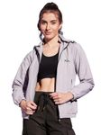 DIMPY GARMENTS Waterproof Windcheater Women Jacket with Hoodie (Small, Grey)