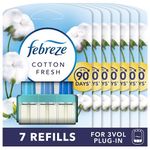 Febreze 3 Volution Air Freshener Plug In Refill 20 ML Cotton Fresh, 3 Alternating Scents To Clean Away Odours 7 x 20 ml