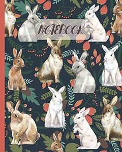 Notebook: Rabbits Drawing & Floral - Lined Notebook, Diary, Track, Log & Journal - Cute Gift Idea for Girls, Teens, Women (8" x10" 120 Pages)
