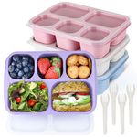 MaMix Bento Lunch Boxes Adult, 4 Pack Snack Boxes For Adults, Reusable 5-Compartment Food Lunchables Containers for School, Work, and Travel