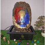 DECORION™ Buddha Decorative Table Top Water Fountain for Home Décor/Indoor/Garden/Vaastu with Multicolor LED and Water Pump