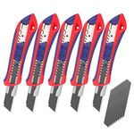 WORKPRO 5-Pack Snap-Off Utility Knife with 20-Pack 18mm Razor Sharp Blades, Retractable Box Cutter for Cutting Cardboard, Boxes, Carper, Rope