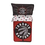 Nemcor NBA Toronto Raptors 3-Piece Toddler Bedding Set, Reversible Comforter, Soft Cozy Warm Kids Basketball Bedding for Boys or Girls, Pillowcase and Breathable Fitted Sheet Red, Black