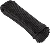 KuTi Kai 20M(64FT) Nylon Rope,Climbing Powerful Rope,Solid Nylon Line,Thick Multipurpose Durable Long Rope for Climbing,Wedding,Fishing and DIY etc (10mm, Black)