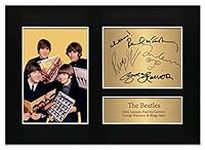 Zulu Image The Beatles Autograph John Lennon Ringo Starr Paul McCartney George Harrison Signed Memorabilia A4 Printed Autograph Photo Reproduction Print Picture Display No104, Black