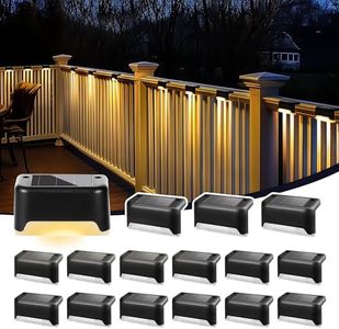 Solar Deck Lights 16 Pack, Outdoor Step Lights Waterproof Led for Stairs, Fence, Yard, Patio, Pathway (Warm White)