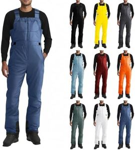 Men's Shell Snow Bibs Waterproof Windproof Front Zip Lightweight Ski Overalls Breathable Adjustable Waist Snow Pants Navy