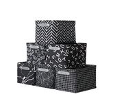 DECOMOMO Storage Baskets, Water Resistant Baskets Storage Organization, Toy Basket with Handles. Storage Baskets for Shelves Laundry Room Organizers and Storage (Black Pattern, Rectangular)