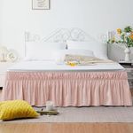 AYASW Bed Skirt Twin Size 18 inch Drop Premium Soft and Cozy 1800 Brushed Microfiber Dust Ruffle Three Fabric Sides Wrap Around Bedskirt Only Barely Pink with Elastic No Top Cover Easy On Stable