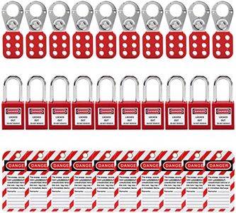 Lockout Tagout Locks Kit,10 Loto Locks,10 Lockout Tags,10 Loto Hasps,OSHA Compliant Lock Out Tag Out Safety Padlocks Set,Lockout Hasps and Loto Tag for Electrical Lock Out Tag Out Station